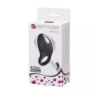 PRETTY LOVE péniszgyűrű Heloise Black - fekete színben, vibrációs funkcióval, csiklóizgatóval, vízálló, akkumulátoros