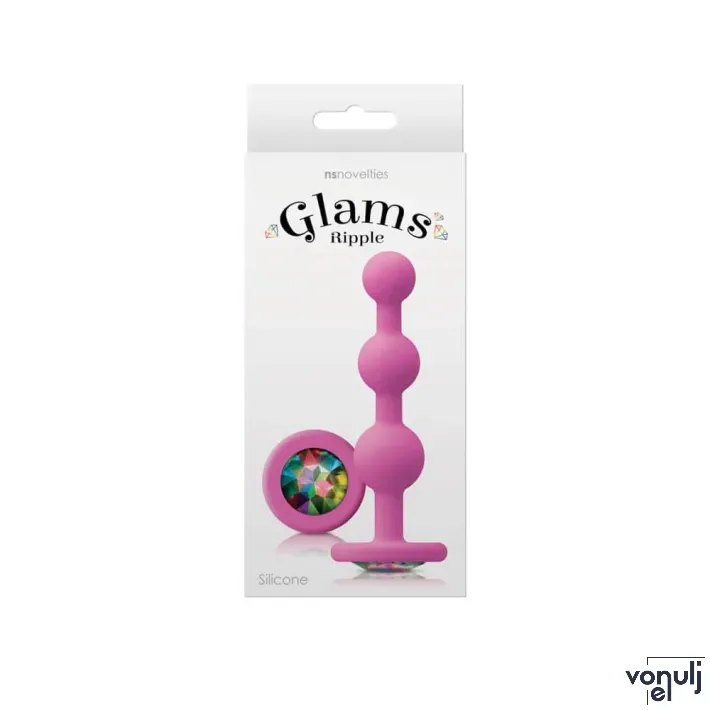 NS NOVELTIES análbot Glams Ripple Rainbow Gem Pink - rózsaszín színben, 3 eltérő méretű golyóval, vízálló, 11 cm
