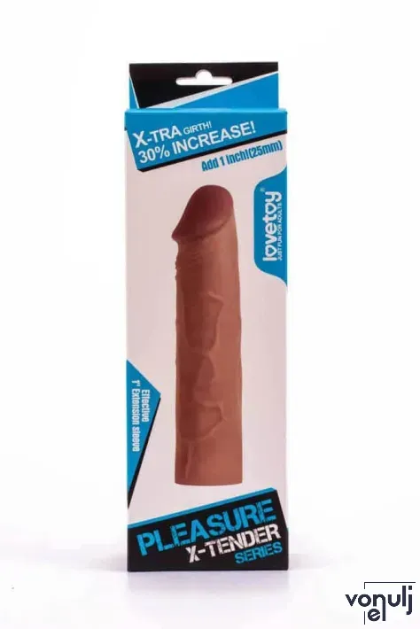 LOVETOY péniszköpeny Pleasure X-Tender Penis Sleeve 1 - realisztikus, testszínű, vízálló, (17 cm)