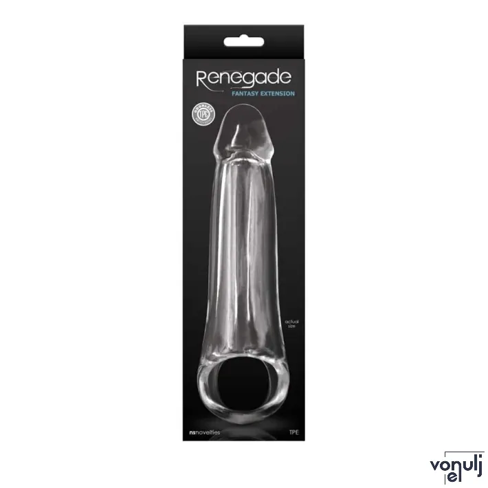 RENEGADE péniszköpeny Fantasy Extension LG Clear - áttetsző, vízálló, (23,5 cm)