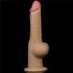 LOVETOY élethű dildó 9,5" NATURE COCK PLATINUM - nagy méretű, teljes méretű herékkel, kétrétegű, hosszított, letapasztható, szilikon (24 cm)