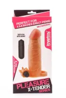 LOVETOY péniszköpeny Pleasure X-Tender Vibrating Penis Sleeve 1 - realisztikus, testszínű, vibrációs funkcióval, vízálló, elemes, (17,5 cm)