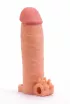LOVETOY péniszköpeny Pleasure X-Tender Vibrating Penis Sleeve 1 - realisztikus, testszínű, vibrációs funkcióval, vízálló, elemes, (17,5 cm)