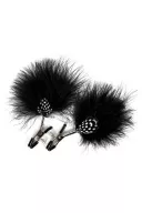 GUILTY PLEASURE mellbimbó csipesz Feather Nipple Clamps - fekete színben, tollakkal díszítve
