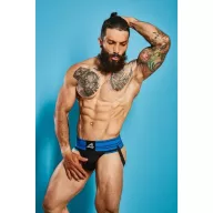 CUT4MEN erotikus férfi alsó Rugby Jockstrap ElectricBlue XL - kék- fekete színben, XL méretben
