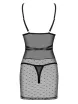 OBSESSIVE szexi babydoll és tanga Bowessa - fekete színben, L/XL méretben