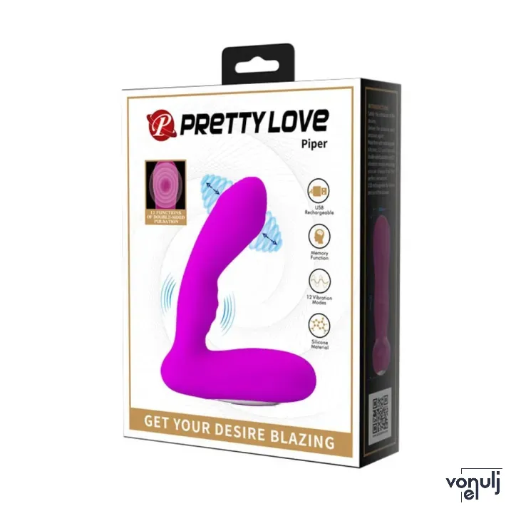 PRETTY LOVE prosztata vibrátor Piper - lila színben, vízálló, akkumulátoros