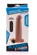 LOVETOY péniszköpeny Pleasure X-Tender Vibrating Penis Sleeve 4 - realisztikus, testszínű, vibrációs funkcióval, vízálló, elemes, (19 cm)
