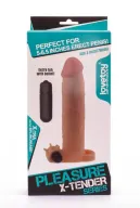 LOVETOY péniszköpeny Pleasure X-Tender Vibrating Penis Sleeve 5 - realisztikus, testszínű, vibrációs funkcióval, vízálló, elemes, (19cm)
