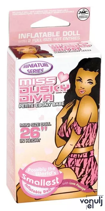 NMC guminő Miss Dusky Diva Mini Doll - testszínű, kis méretben, fotó jellegű arccal, 2 kéjnyílással, vízálló