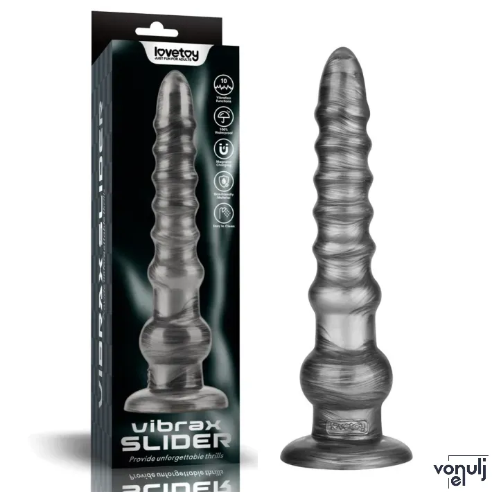 Anál plug Lovetoy 12.5" Vibrax Slider - akkumulátoros, vízálló