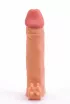 LOVETOY péniszköpeny Pleasure X-Tender Vibrating Penis Sleeve 3 - realisztikus, testszínű, vibrációs funkcióval, vízálló, elemes, (18,5 cm)