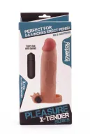LOVETOY péniszköpeny Pleasure X-Tender Vibrating Penis Sleeve 6 - realisztikus, testszínű, vibrációs funkcióval, vízálló, elemes, (20,8 cm)