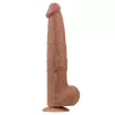 LOVETOY élethű dildó 13,5'' King Sized Sliding Skin Dual Layer Dong Brown - extra nagy méretű,herékkel,kétrétegű,letapasztható,vízálló,TPE(34 cm)