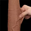 LOVETOY élethű dildó 13,5'' King Sized Sliding Skin Dual Layer Dong Brown - extra nagy méretű,herékkel,kétrétegű,letapasztható,vízálló,TPE(34 cm)