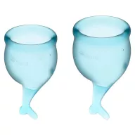 SATISFYER intimkehely Feel Secure Menstrual Cup Light Blue - világoskék színben, 1 db 15 ml-es és 1 db 20 ml-es kehely, vízálló