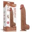 LOVETOY élethű dildó 14'' King Sized Sliding Skin Dual Layer Dong Brown - extra nagy méretű,herékkel,kétrétegű,letapasztható,vízálló,TPE(36 cm)