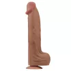 LOVETOY élethű dildó 14'' King Sized Sliding Skin Dual Layer Dong Brown - extra nagy méretű,herékkel,kétrétegű,letapasztható,vízálló,TPE(36 cm)