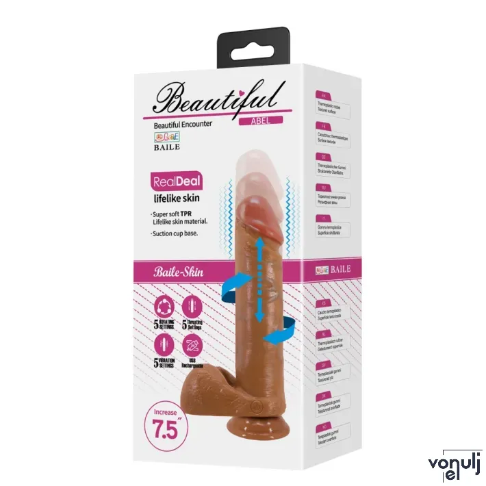 Élethű vibrátor Baile Beautiful Abel 7,5"  - akkumulátoros, 21 cm