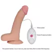 LOVETOY élethű vibrátor 8.5" The Ultra Soft Dude Vibrating Flesh -  vízálló, herékkel, távirányítóval, tapadókoronggal, elemes, szilikon (21 cm)