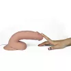 LOVETOY élethű vibrátor 8.5" The Ultra Soft Dude Vibrating Flesh -  vízálló, herékkel, távirányítóval, tapadókoronggal, elemes, szilikon (21 cm)