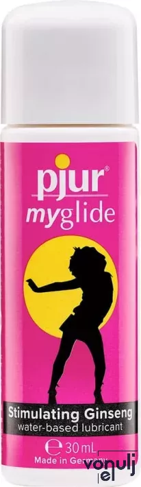 PJUR intim síkosító Myglide Bottle 30 ml - vízbázisú, forrósító hatással, stimuláló ginzenggel, óvszerhez és segédeszközhöz is
