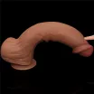 LOVETOY élethű dildó 14'' King Sized Sliding Skin Dual Layer Dong Brown - extra nagy méretű,herékkel,kétrétegű,letapasztható,vízálló,TPE(36 cm)