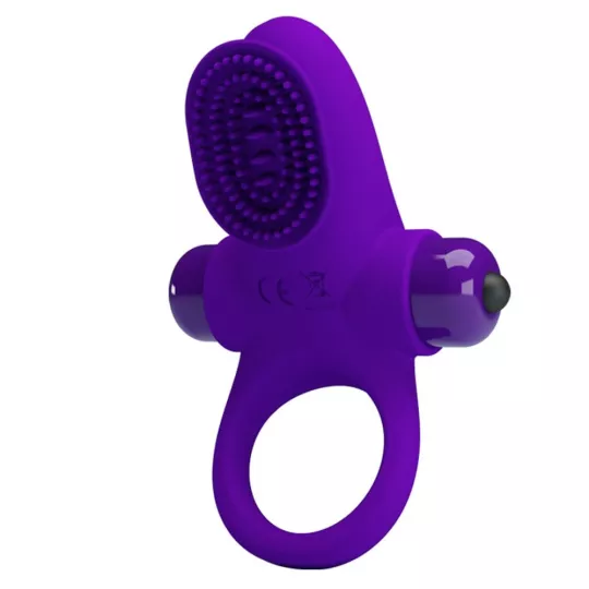 PRETTY LOVE péniszgyűrű Vibrant Penis Ring 2 Purple - lila színben, vibrációs funkcióval, csiklóizgatóval, vízálló, elemes