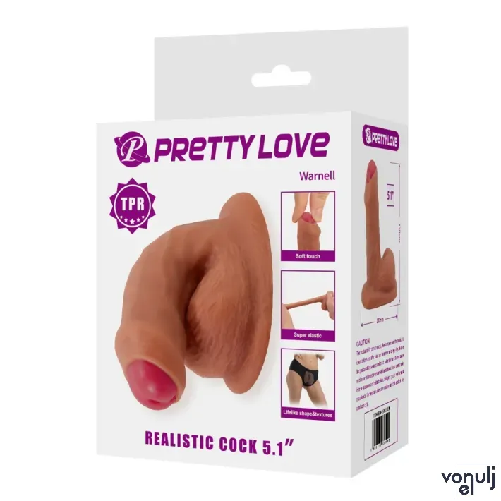 Élethű műpénisz Pretty Love Warnell - vízálló, 13 cm