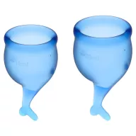 SATISFYER intimkehely Feel Secure Menstrual Cup Dark Blue - sötétkék színben, 1 db 15 ml-es és 1 db 20ml-es kehely, vízálló