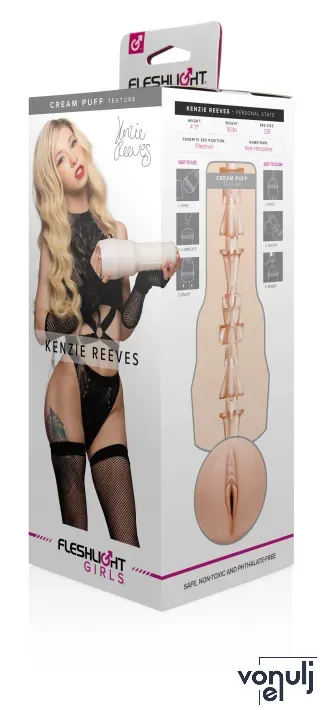 FLESHLIGHT maszturbátor Kenzie Reeves Creampuff - realisztikus, vagina formájú, testszínű, vízálló, vibráció nélküli