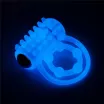 LOVETOY Lumino péniszgyűrű  Play Vibrating Penis Ring - kék színben világító, vibrációs funkcióval, heregyűrűvel, vízálló, elemes