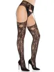 Szexi harisnya Leg Avenue Net Stockings with Attached Garter Belt O/S