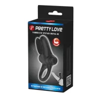 PRETTY LOVE péniszgyűrű Vibrant Penis Ring 2 Black - fekete színben, vibrációs funkcióval, csiklóizgatóval, vízálló, elemes