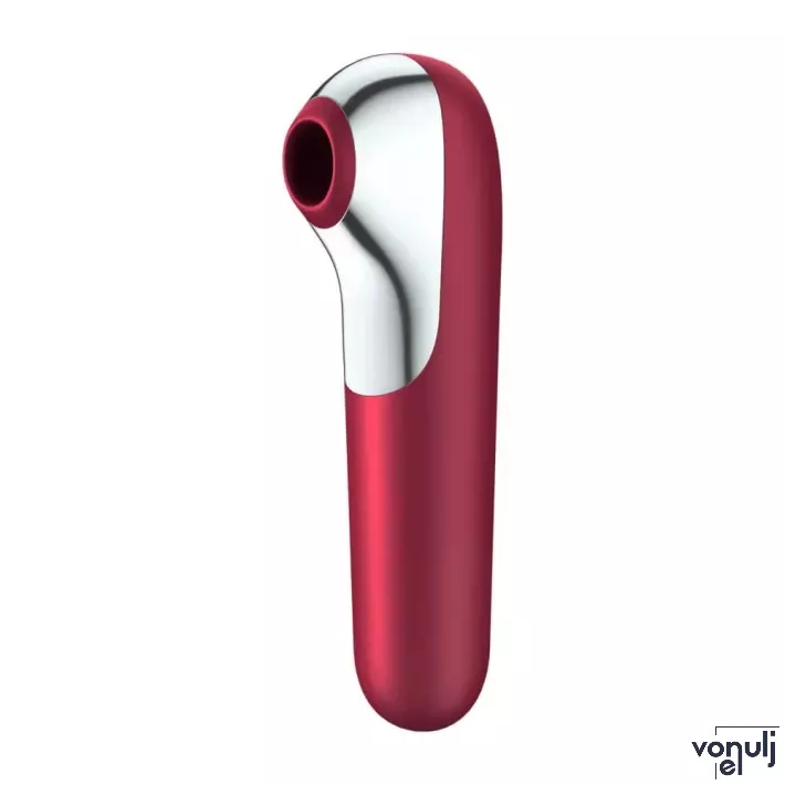 SATISFYER léghullámos csiklóizgató és vibrátor Dual Love Red - bordó színben, vízálló, akkumulátoros, ingyenes applikációval