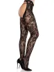 Szexi harisnya Leg Avenue Rose Lace Crotchless Tights with Open Back O/S