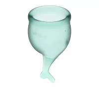 SATISFYER intimkehely Feel Secure Menstrual Cup Dark Green - sötétzöld színben, 1 db 15 ml-es és 1 db 20 ml-es kehely, vízálló