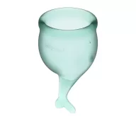 SATISFYER intimkehely Feel Secure Menstrual Cup Dark Green - sötétzöld színben, 1 db 15 ml-es és 1 db 20 ml-es kehely, vízálló