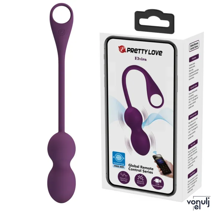 Vibrációs tojás PRETTY LOVE Elvira Purple II - akkumulátoros,applikációval