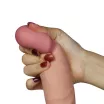 LOVETOY élethű vibrátor 9" The Ultra Soft Dude Vibrating Flesh -  vízálló, herékkel, távirányítóval, tapadókoronggal, elemes,, szilikon (23 cm)