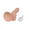 LOVETOY élethű vibrátor 9" The Ultra Soft Dude Vibrating Flesh -  vízálló, herékkel, távirányítóval, tapadókoronggal, elemes,, szilikon (23 cm)