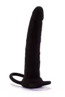 LOVETOY anál dildó Silicone Fantasy Double Prober - fekete színben, heregyűrűvel rögzíthető, vízálló, 15 cm