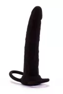 LOVETOY anál dildó Silicone Fantasy Double Prober - fekete színben, heregyűrűvel rögzíthető, vízálló, 15 cm