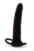LOVETOY anál dildó Silicone Fantasy Double Prober - fekete színben, heregyűrűvel rögzíthető, vízálló, 15 cm