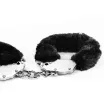 LOVETOY bilincs Fetish Pleasure Fluffy Hand Cuffs Black - fém, fekete plüss borítással