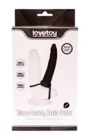 LOVETOY anál dildó Silicone Fantasy Double Prober - fekete színben, heregyűrűvel rögzíthető, vízálló, 15 cm