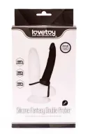 LOVETOY anál dildó Silicone Fantasy Double Prober - fekete színben, heregyűrűvel rögzíthető, vízálló, 15 cm