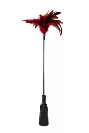 GUILTY PLEASURE cirógató Feather Crop - fekete és piros színben, tollas cirógató és paskoló véggel