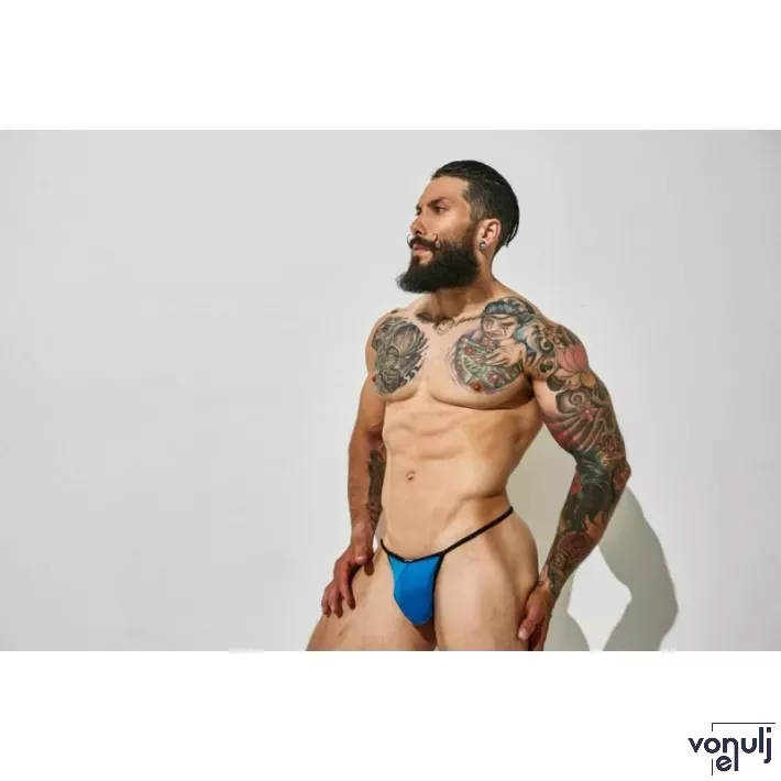 CUT4MEN erotikus férfi alsó Gtring RoyalBlueOTS M - kék- fekete színben, M méretben