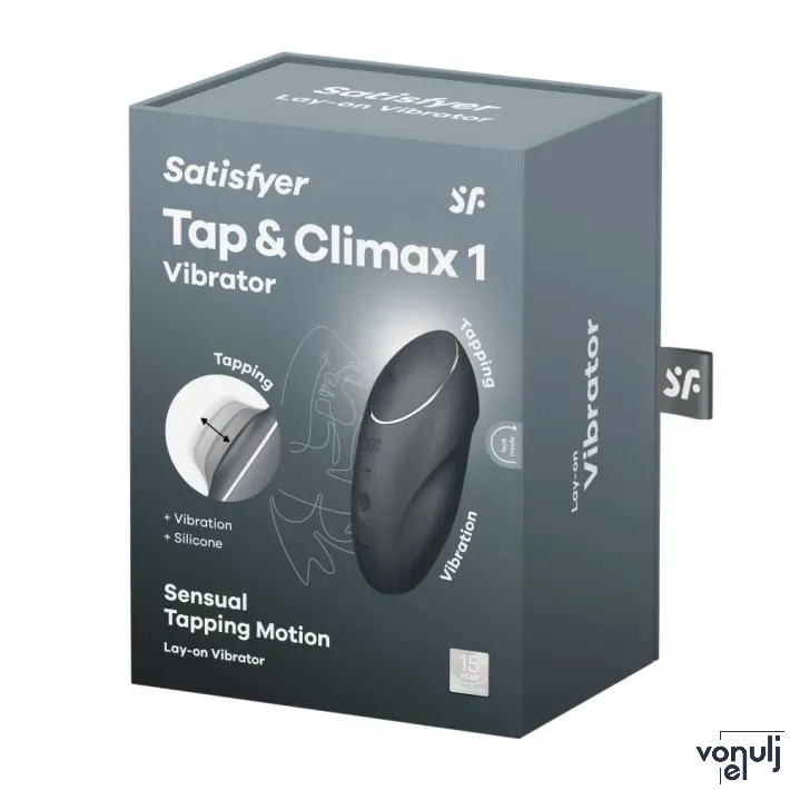 Rezgő csiklóizgató Satisfyer Tap & Climax 1 bluegrey - akkumulátoros,vízálló
